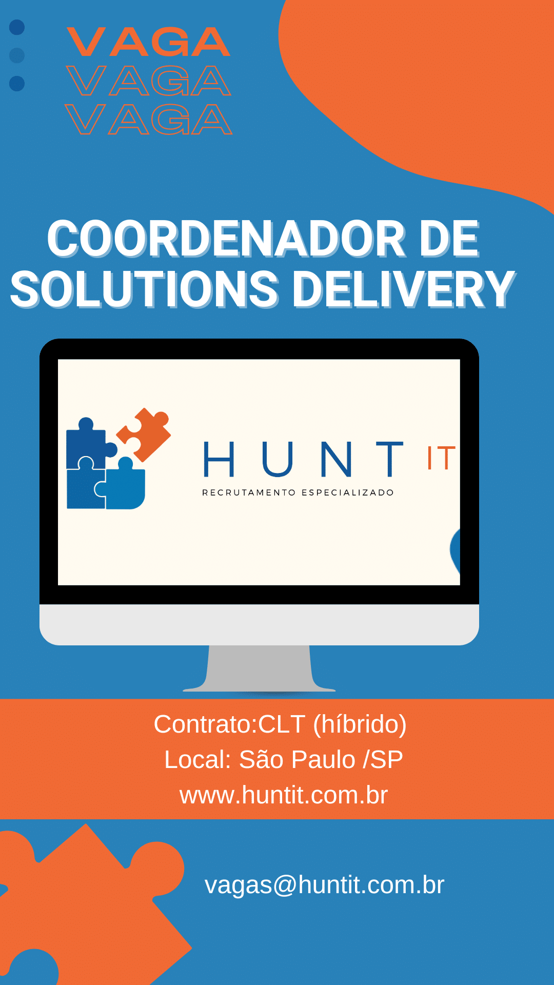 Vaga de Coordenador de Solutions Delivery em São Paulo