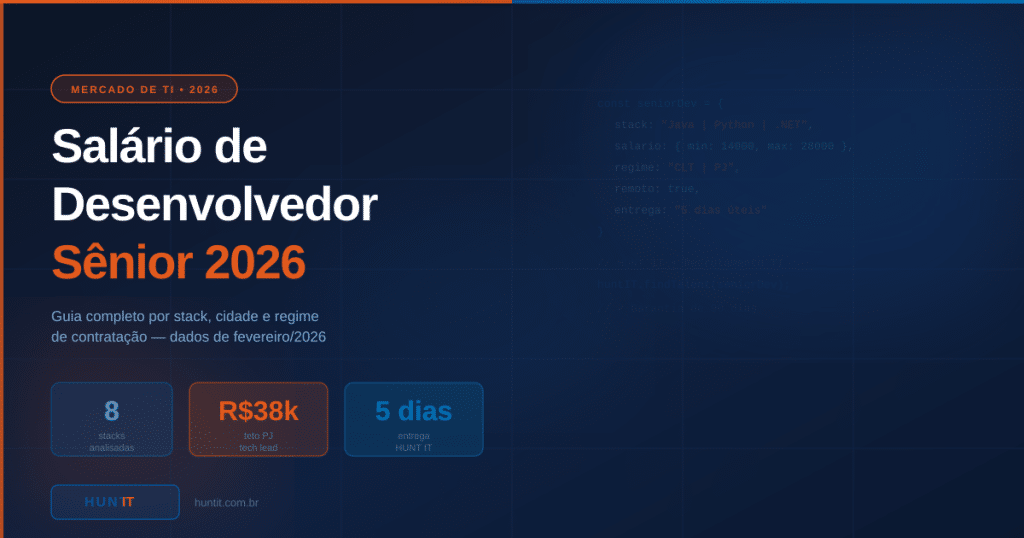 Salário de Desenvolvedor Sênior no Brasil em 2026: guia completo por stack e cidade